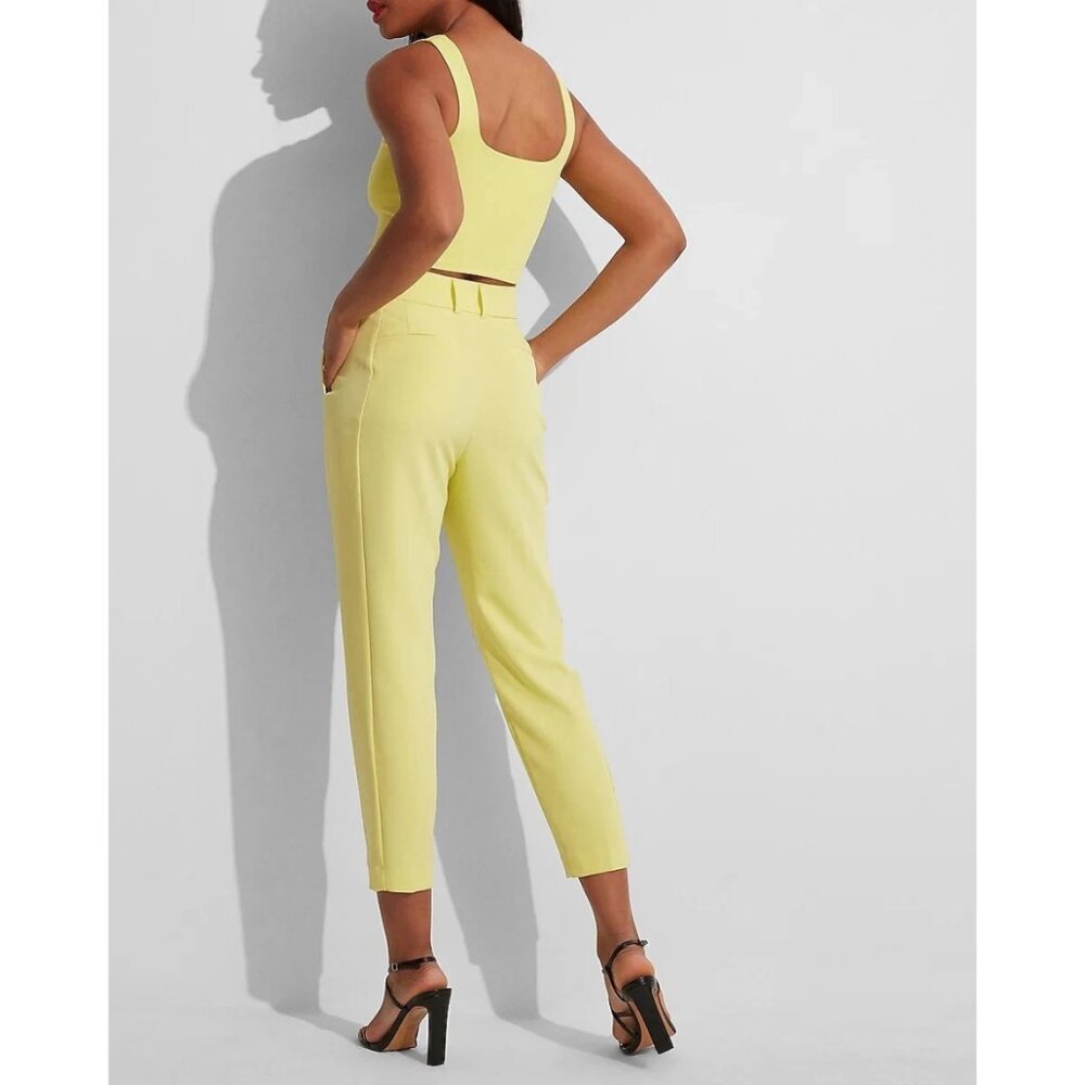 Express Lemon Yellow Cropped Ankle Trousers - Picture 2 of 2